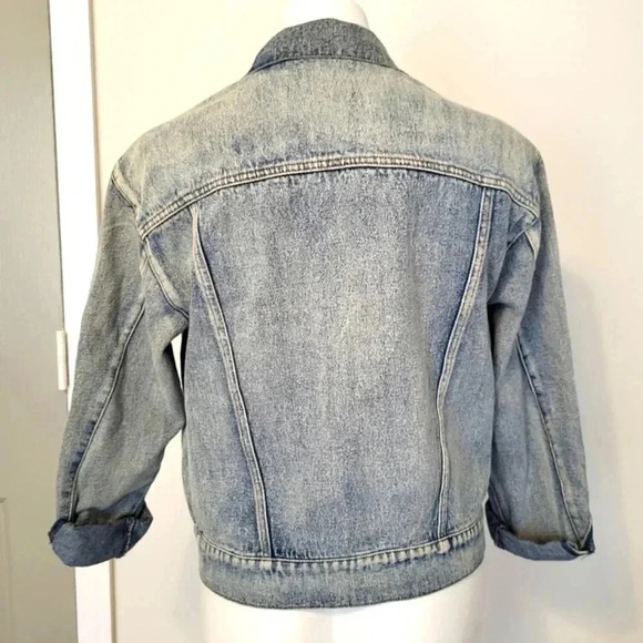 LUNIK Floral Distressed/ Destroyed 90's Denim Jean Jacket(Large) - Picture 8 of 11